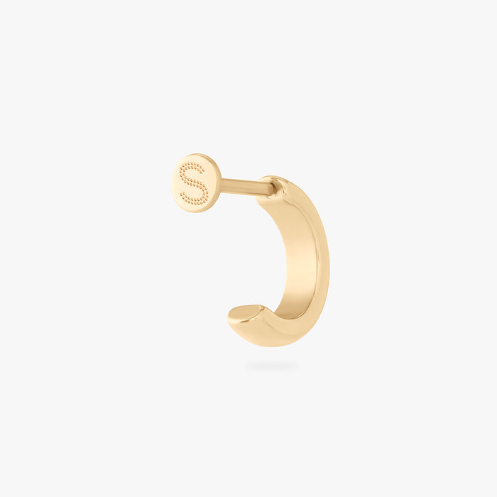 gold chunky flatback huggie with labret backing color:null|gold
