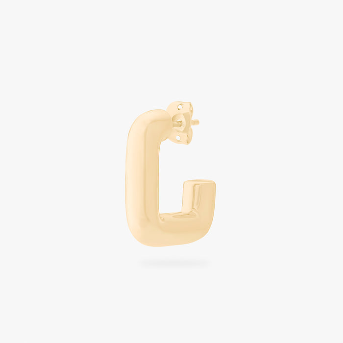This is an image of a gold toned square hoop with a butterfly back. color:null|gold