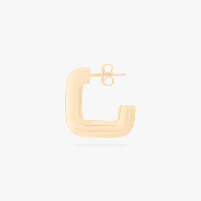 This is an image of a gold toned square hoop with a butterfly back. color:null|gold