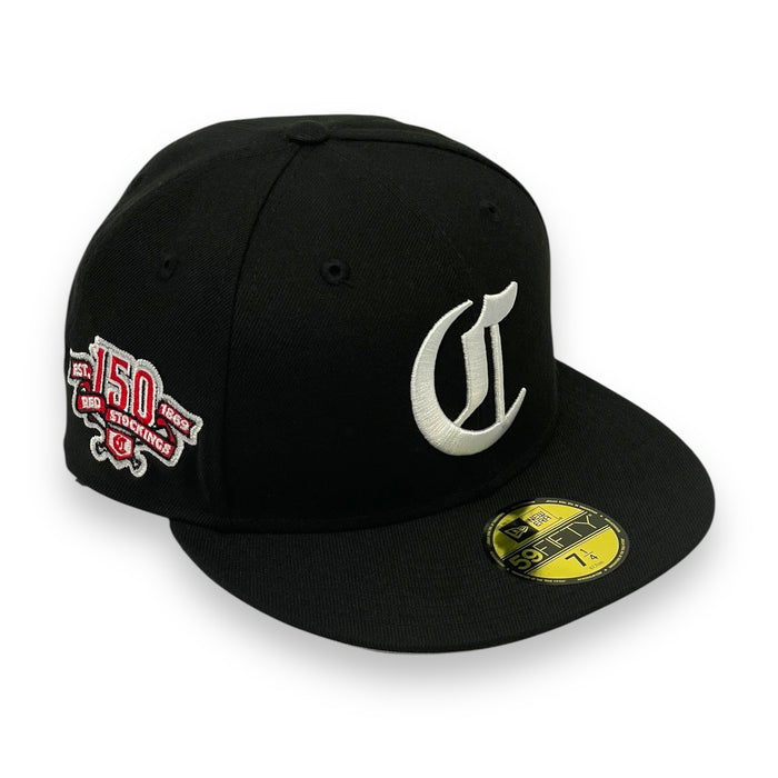 CINCINNATTI REDS (BLACK) "150TH ANN" NEW ERA 59FIFTY FITTED