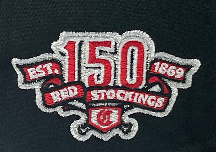 CINCINNATTI REDS (BLACK) "150TH ANN" NEW ERA 59FIFTY FITTED