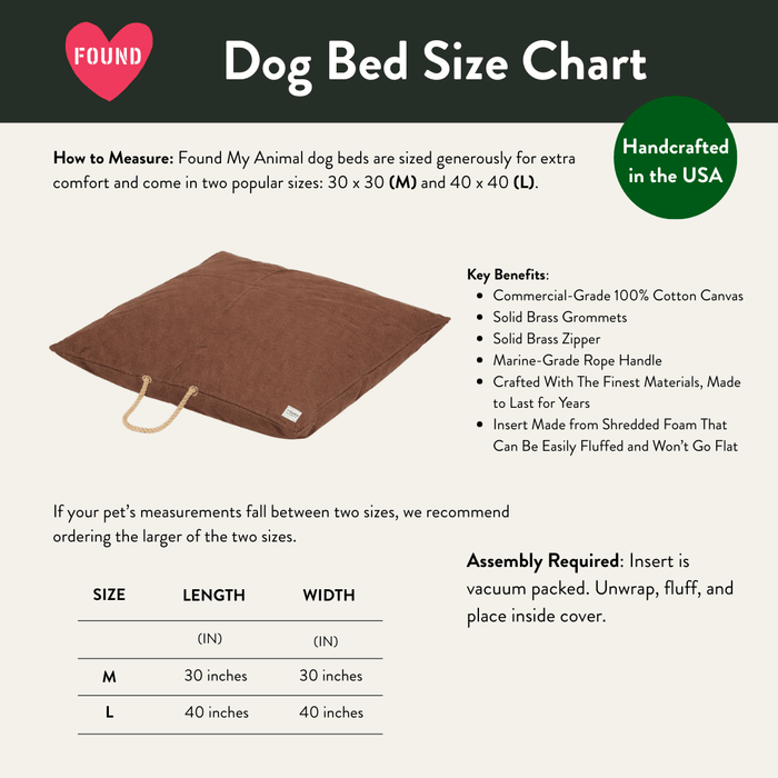 Cinnamon Waxed Cotton Canvas Dog BedDog BedsFound My AnimalM