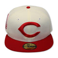 CINNCINATTI REDS "OFFWHITE"  (1975 WORLDSERIES) NEW ERA 59FIFTY FITTED (PINK UNDER VISOR)