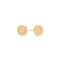 Classic Smooth Border Mini Stud Earrings - Gold