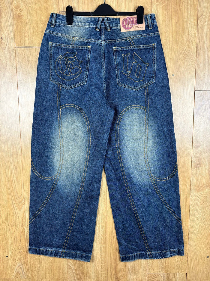 Cold Culture Baggy Blue Denim Jeans XL Wide Leg Carpenter Skater