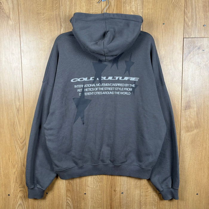 Cold Culture Washed Charcoal Oversized Hoodie Back Graphic Size M