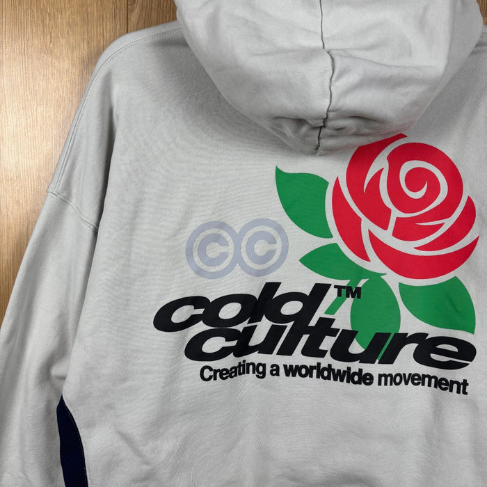 Cold Culture Worldwide Rose Hoodie Grey Oversized Pullover Size S