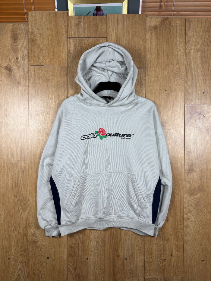 Cold Culture Worldwide Rose Hoodie Grey Oversized Pullover Size S