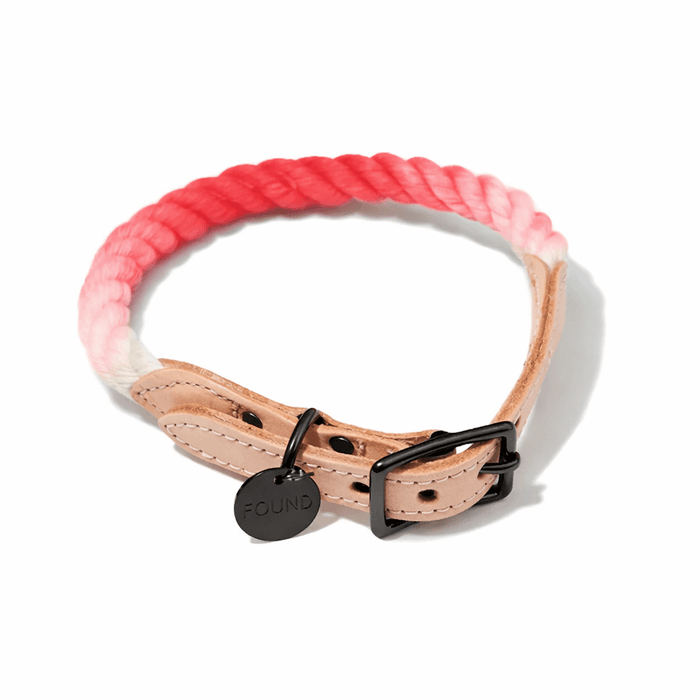 Coral Ombre Cotton Rope Cat & Dog Collar – Matte Black HardwareDog CollarsFound My AnimalXS