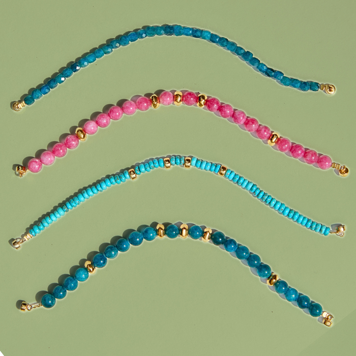 Cube Apatite Beaded Magnetic Bracelet