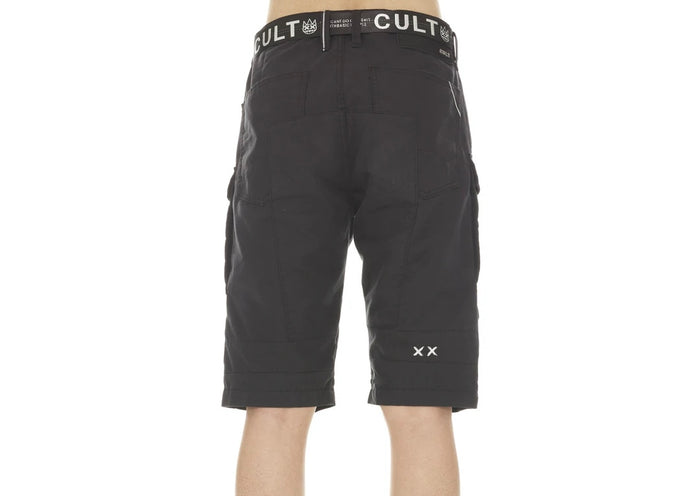 CULT OF INDIVIDUALITY RIDGED CARGO SHORT W/BELT IN BLACK