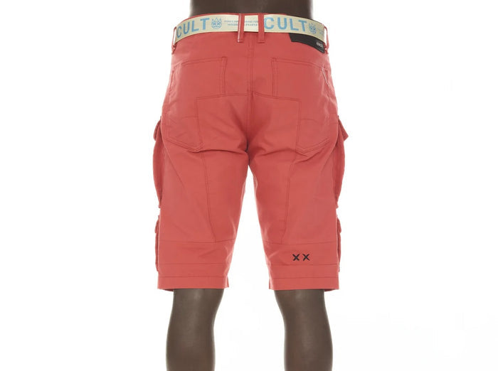 CULT OF INDIVIDUALITY RIDGED CARGO SHORT W/BELT IN CORAL
