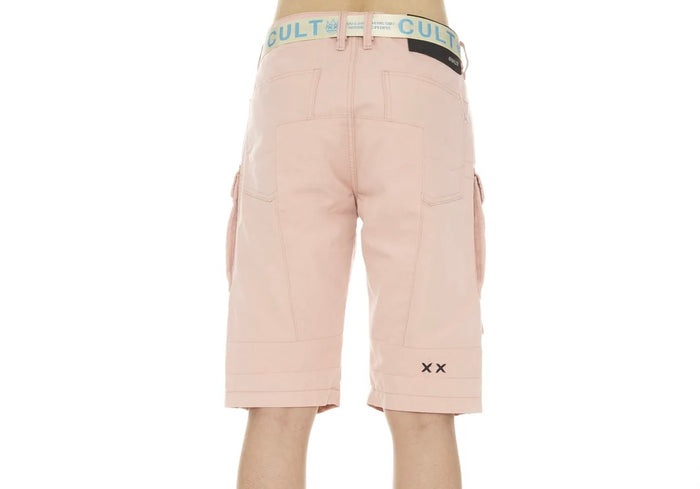 CULT OF INDIVIDUALITY RIDGED CARGO SHORT W/BELT IN SALMON