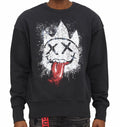 CULT SHIMUCHAN DISTRESSED CREW NECK FLEECE IN PEAT BLACK