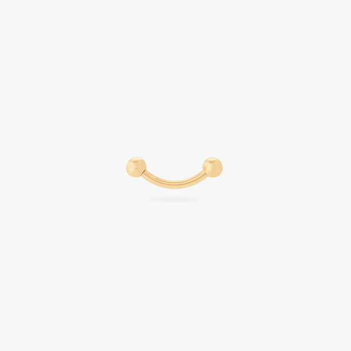 This is an image of an 8mm length gold curved barbell. color:null|gold