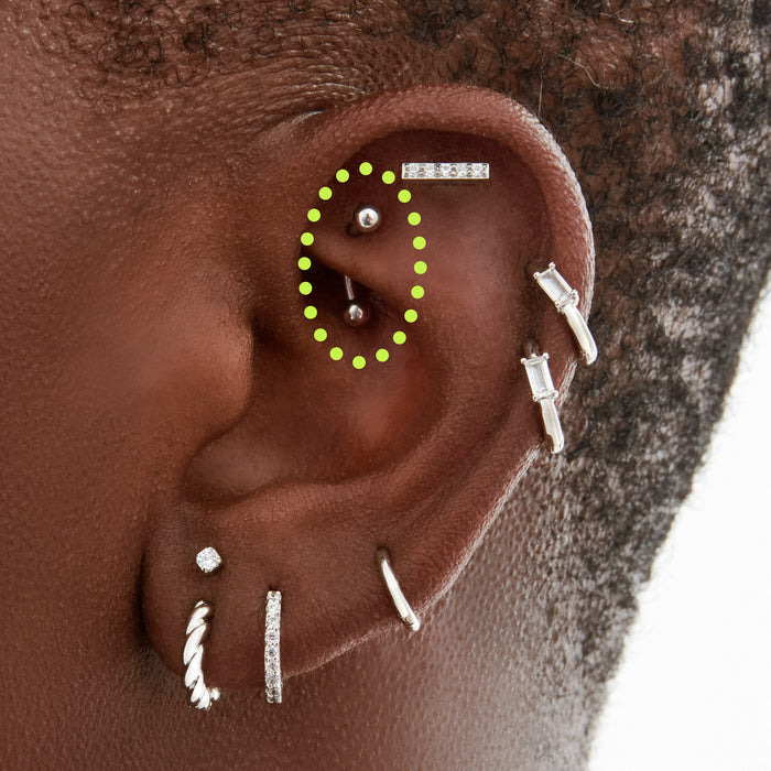This is an image of an 8mm length silver curved barbell. [hover] color:null|silver