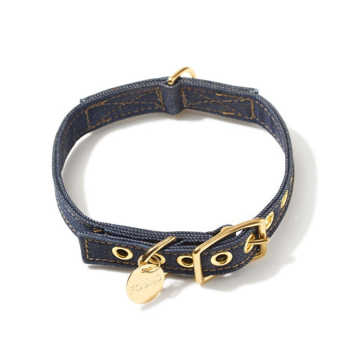 Dark Denim Cotton Canvas Cat & Dog CollarDog CollarsFound My AnimalXS