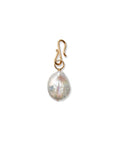 Deep Dive Charm. Organic oval-shaped freshwater pearl with gold ring and s-hook.