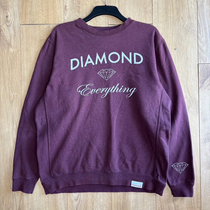Diamond Supply Co Diamond Spell Out Crewneck Sweatshirt Burgundy Size M