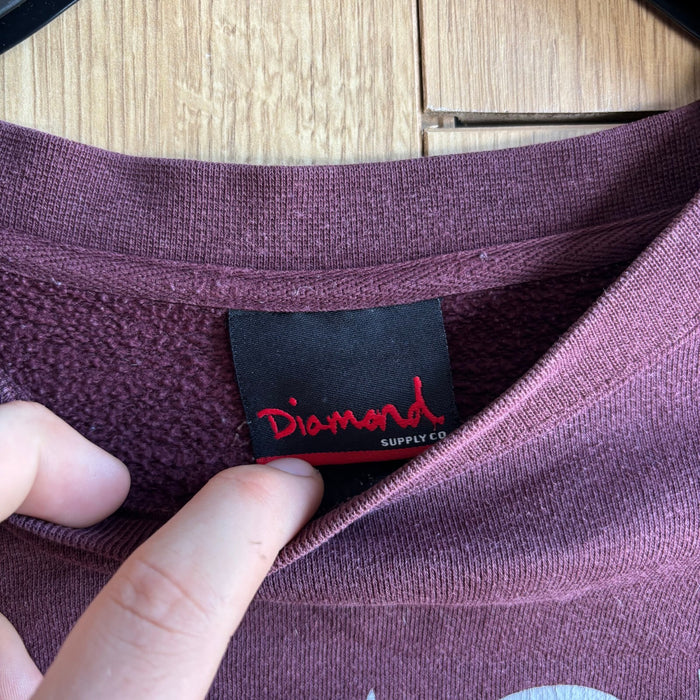 Diamond Supply Co Diamond Spell Out Crewneck Sweatshirt Burgundy Size M