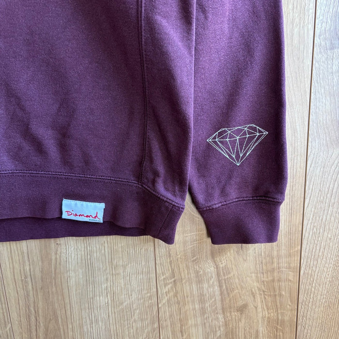 Diamond Supply Co Diamond Spell Out Crewneck Sweatshirt Burgundy Size M