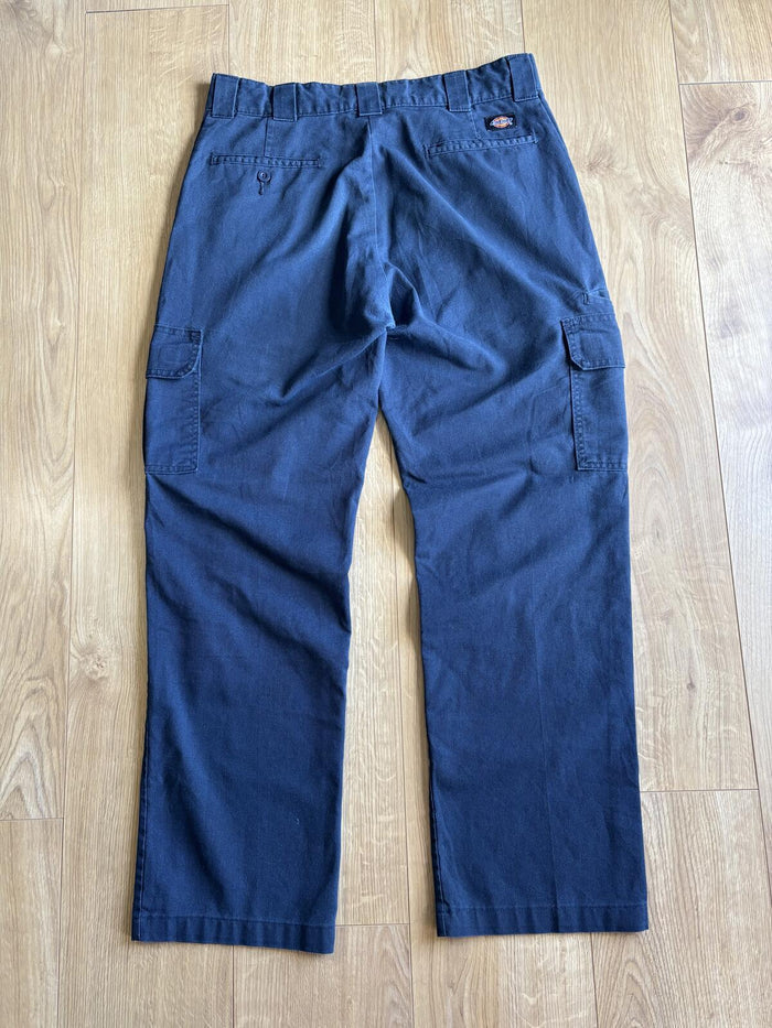 Dickies cargo work trousers navy blue straight leg