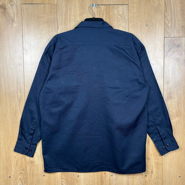 Dickies Work Shirt Large Navy Long Sleeve L Embroidered Logo Utility