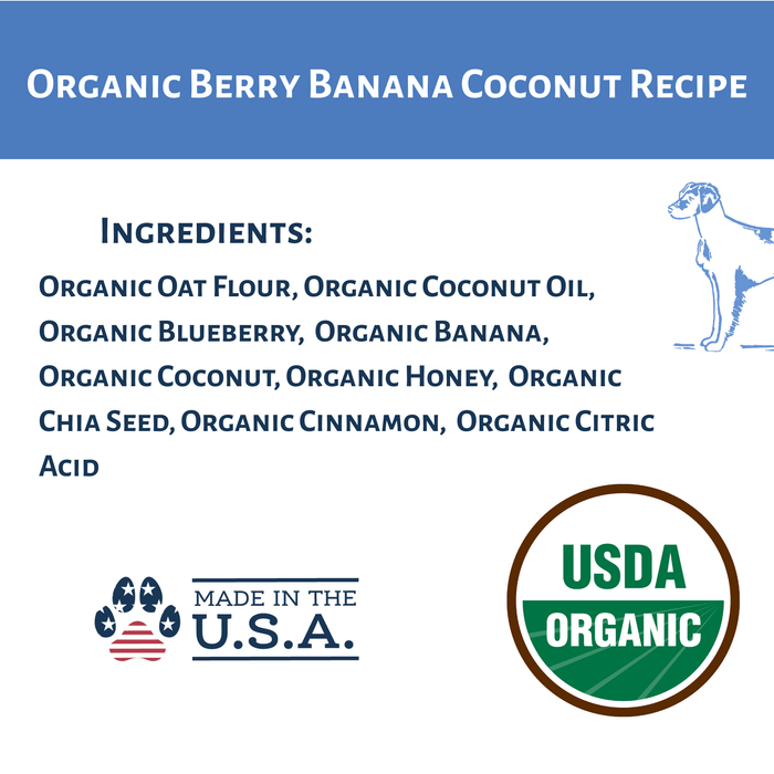 Dog Mamma's Organic Berry Banana Coconut Recipe - USDA Organic Certified Dog TreatsDog TreatsFound My Animal