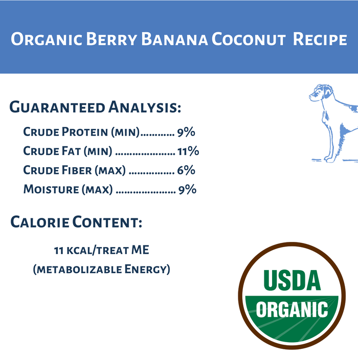 Dog Mamma's Organic Berry Banana Coconut Recipe - USDA Organic Certified Dog TreatsDog TreatsFound My Animal