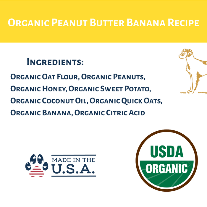 Dog Mamma's Organic Peanut Butter Banana Recipe - USDA Organic Certified Dog TreatsDog TreatsFound My Animal