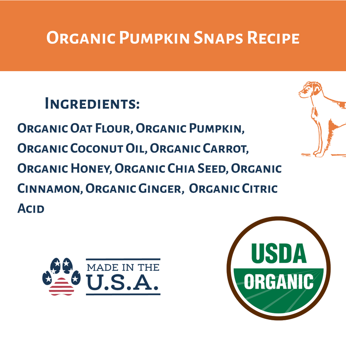 Dog Mamma's Organic Pumpkin Snaps Recipe- USDA Organic Certified Dog TreatsDog TreatsFound My Animal