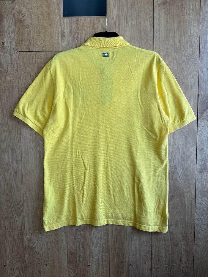 Ecko Unltd Yellow Polo Shirt Mens Large 1972 Embroidered Graphic Cotton Y2K