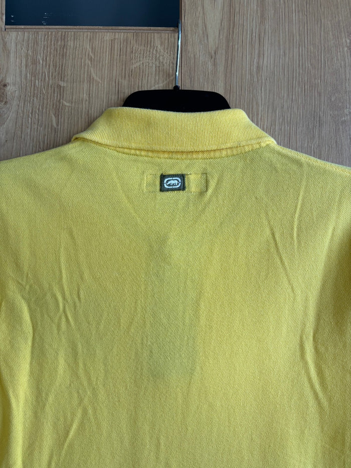 Ecko Unltd Yellow Polo Shirt Mens Large 1972 Embroidered Graphic Cotton Y2K