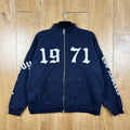 Ed Hardy 1971 Full Zip Sweatshirt Navy Chenille Spell Out Jacket Size M