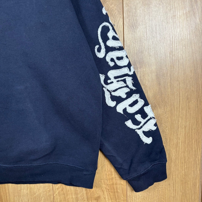 Ed Hardy 1971 Full Zip Sweatshirt Navy Chenille Spell Out Jacket Size M
