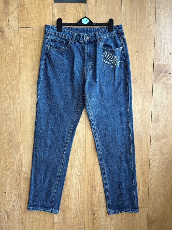 Ed Hardy New York City Embroidered Jeans Blue Skull Snake Eagle Denim W32 Y2K