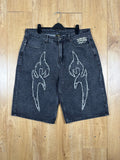 Ed Hardy x Urban Outfitters Black Distressed Denim Jorts Size Large