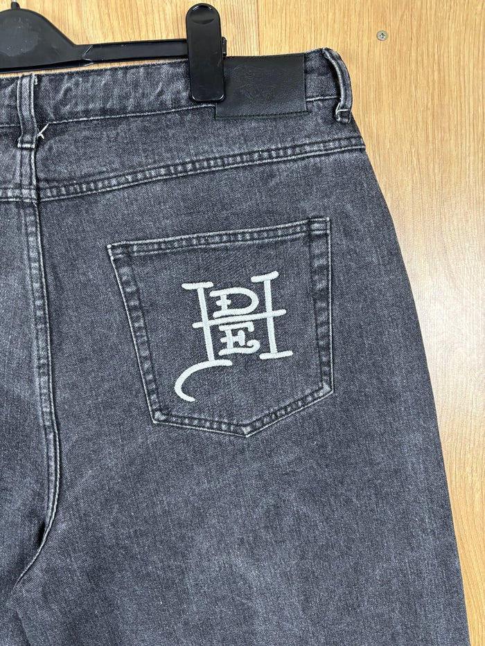 Ed Hardy x Urban Outfitters Black Distressed Denim Jorts Size Large