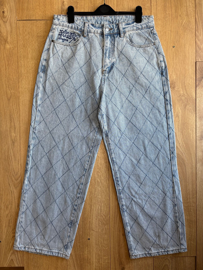 Ed Hardy x Urban Outfitters Diamond Print Baggy Jeans Blue 30x30 Y2K