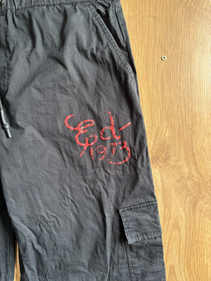 Ed Hardy x Urban Outfitters Dragon Cargo Pants Black Baggy Parachute Y2K Size L
