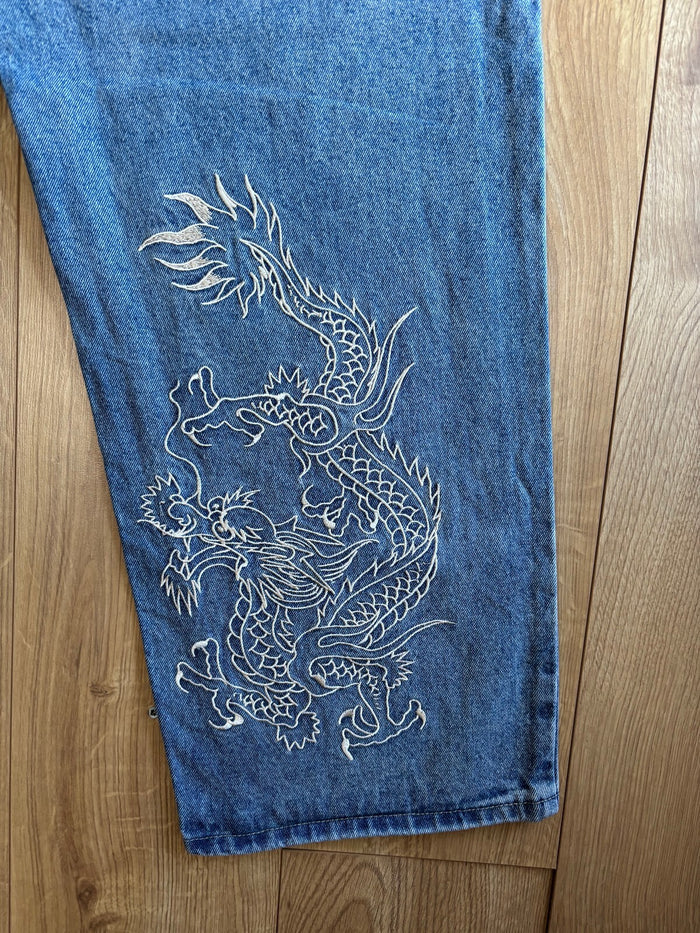 Ed Hardy x Urban Outfitters Dragon Embroidered Baggy Jeans 32W 30L