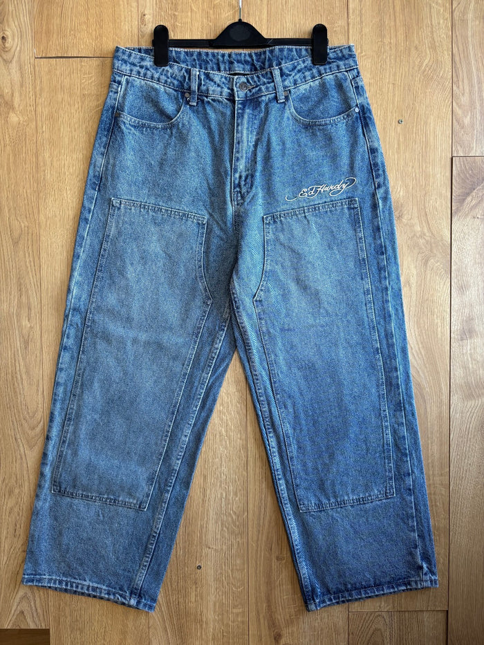Ed Hardy x Urban Outfitters Dragon Embroidered Baggy Jeans 32W 30L