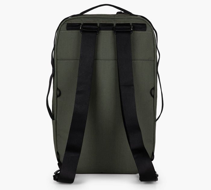 Back view of Everyday 15L Bag with padded back panel, top handle, and adjustable black straps