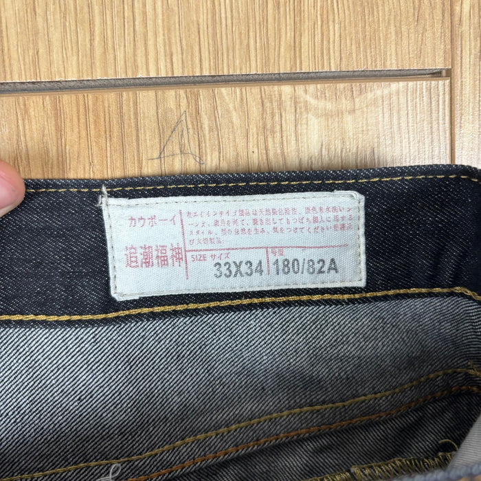 Evisu Lot 2000 Wave Daicock Selvedge Jeans W33 L34 Japanese Denim Dark Indigo