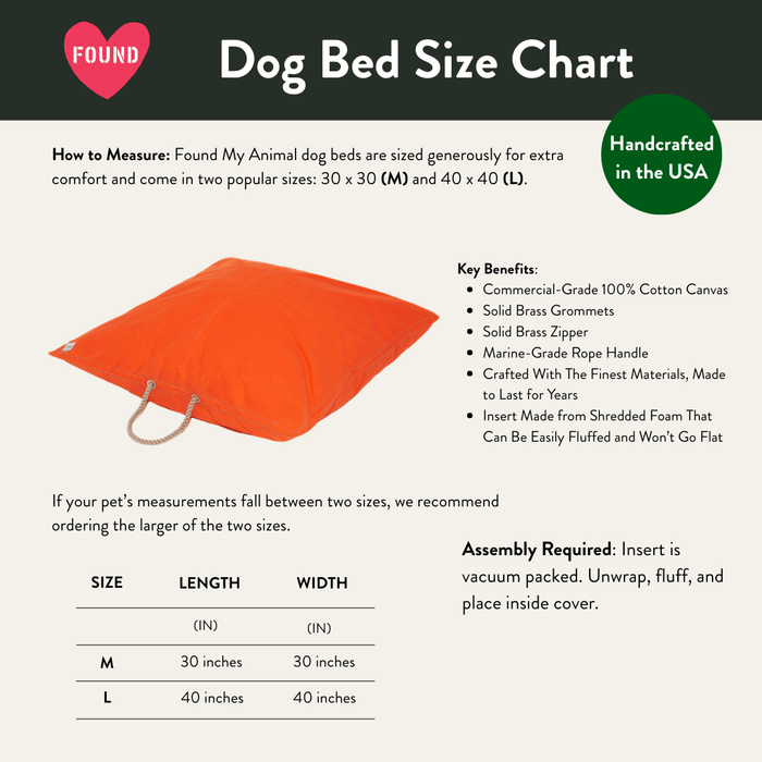 Fire Orange Waxed Cotton Canvas Dog BedDog BedsFound My AnimalM