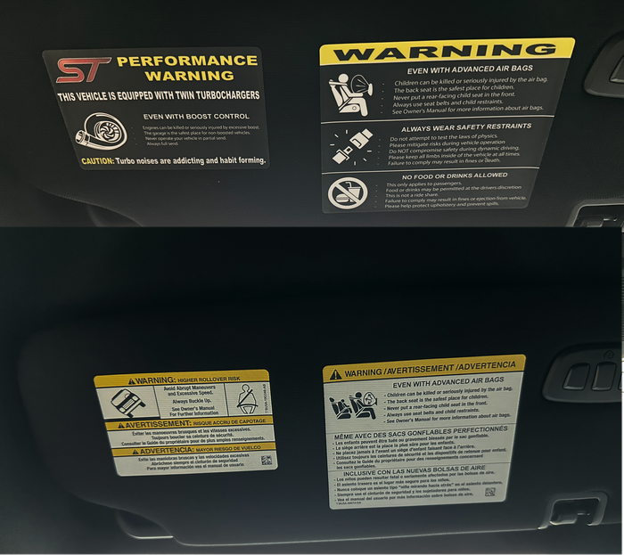 Ford Explorer ST | 3 Piece | Visor Warning Overlay