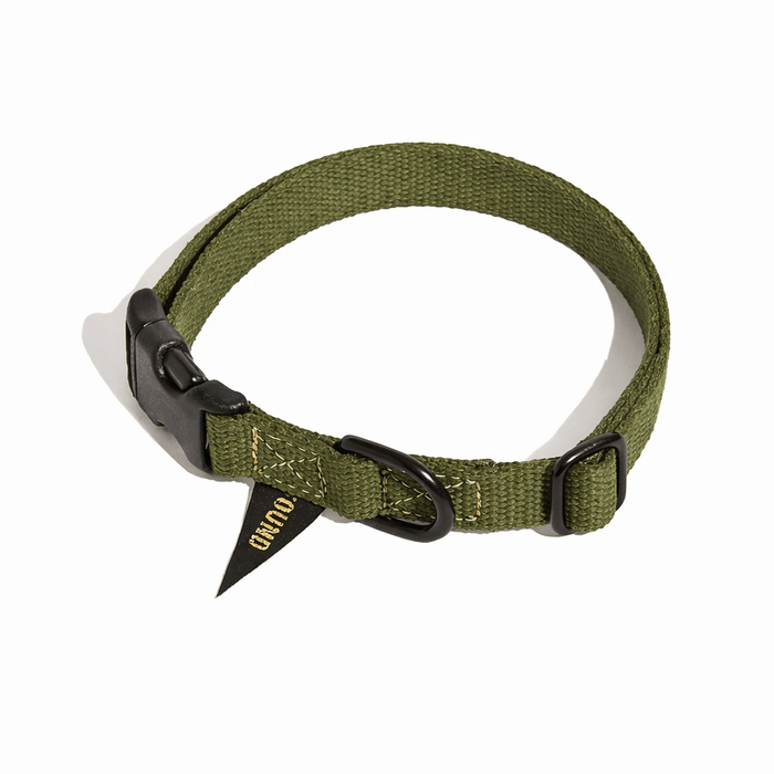 Found Classic Cotton Dog Collar | Olive – Matte Black HardwareDog CollarsFound My AnimalXS