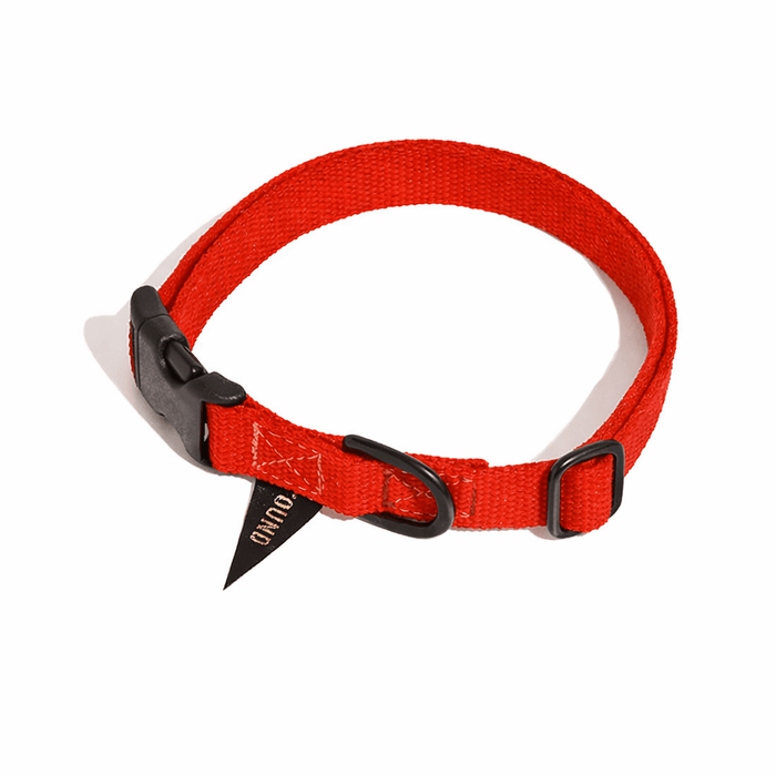 Found Classic Cotton Dog Collar | Red – Matte Black HardwareDog CollarsFound My AnimalXS