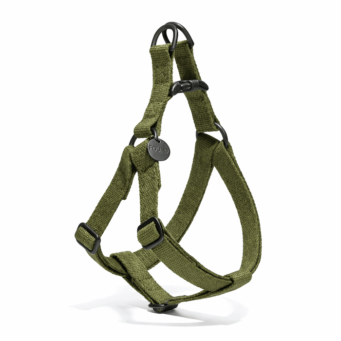 Found My Animal Olive Cotton Dog & Cat Harness with Matte Black Hardware – Adjustable, Durable & StylishDog & Cat HarnessesFound My AnimalXS