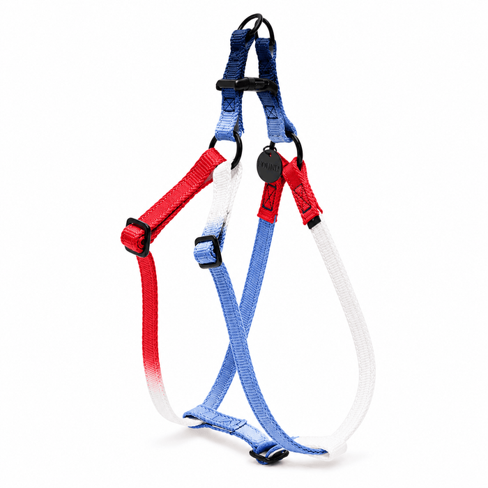 Found My Animal Red, White & Blue Cotton Dog & Cat Harness – Matte Black Hardware, Adjustable, Durable & StylishDog & Cat HarnessesFound My AnimalXS